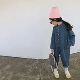 MQTIME  -  New Autumn Unisex Children Denim Jumpsuits Korean Style Chic Baby Boys Girls Overalls Soft Loose Trousers Kids Clothes