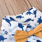 MQTIME  -  Baby Boy Clothes With Beret Newborn Baby Clothes 0 3 Months Summer Dinosaur Print Jumpsuit + Suspender Cotton Shorts Kid Outfit