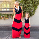 MQTIME  -  Family Matching Clothes Matching Mother And Daughter Dresses Striped Patchwork Dress New Fashion Family Look Girls Dress
