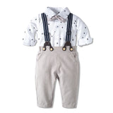 MQTIME  -  Baby Boy Gentleman Romper Clothes Set with Bow Hat Cotton Spring Fall Toddler Kids Printed Bodysuit Dress Infant Outfit Suit