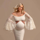 MQTIME  -  ﻿ Lace Pagoda Sleeve Dresses Pregnancy Dress Photography Maternity Photography Props Fishtail Maternity Dresses For Photo Shoot