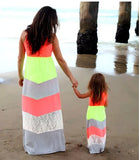 MQTIME  -  Family Matching Clothes Matching Mother And Daughter Dresses Striped Patchwork Dress New Fashion Family Look Girls Dress