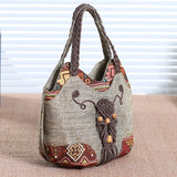 MQTIME  -  Women Linen Casual Handbag High Quality Travel Shoulder Bag Shopper Tote Purse Female Large Capacity National Design Bolso Mujer