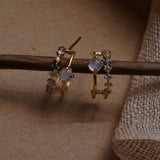Mqtime Korean Vintage Cute Bule Opal Hoop Earrings For Women Fashion Colorful Zircon Circle Oorbellen Jewelry Gifts