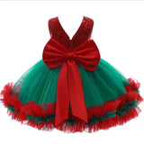 MQTIME  -  New Years Baby Girls' Christmas Dress Elegant Sequins Big Bow Princess Party Wedding Dresses Lace Tutu Children Kids Clothing