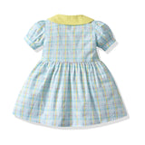 MQTIME  -  Fashion Summer Baby Toddler Kids Girl Casual Dress Children Girls Puff Short Sleeve Plaid Tutu Dresses Princess Clot