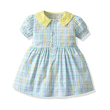 MQTIME  -  Fashion Summer Baby Toddler Kids Girl Casual Dress Children Girls Puff Short Sleeve Plaid Tutu Dresses Princess Clot