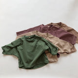 MQTIME  -  Baby Boys Girls Pure Color T-shirt Tops Autumn Baby Boys Girls Long Sleeve Cotton Pullover T-shirt Children Clothing