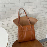 Mqtime Korean Version Ins Shoulder Bag Fashion Vintage All-Match Underarm Handbag Ladies Solid Color Large Capacity Commuter Bag