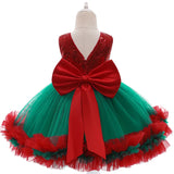 MQTIME  -  New Years Baby Girls' Christmas Dress Elegant Sequins Big Bow Princess Party Wedding Dresses Lace Tutu Children Kids Clothing