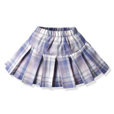 MQTIME  -  Kids Girls Clothing Sets Summer New Style Children Casual Short Sleeve Bowtie Shirt Tops+Plaid Tutu Dress 2Pcs Cloth