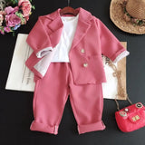 MQTIME  -  Fashion Girl Boy Formal Clothes Set Suit Jacket+Pant 2PCS Toddler Baby High Quality Suit Blazer Jacket Thick Korean Baby Clothes