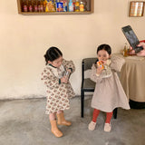 MQTIME  -    Winter Kids Clothes Thicekn Girls Dresses Floral Dress for Girls Puff Sleeve Kids Outerwear