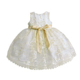 MQTIME  -  Golden Lace Girl Dress Summer Tutu Wedding Birthday Party Kids Dresses For Girls Children's Costume Bow Ball Gown 3 6 12 24M 3T