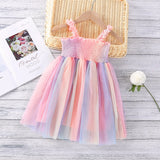 MQTIME  -  2-8Y Summer Princess Kids Girls Dress Strapless Colorful Lace Knee Length Tutu Sundress