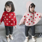  MQTIME  -  Autumn Children's Knitted Sweater Cute Children Spring Clothes Cloak Baby Girls Sweater Hooded Kids Knitted Pullovers Sweaters