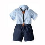 MQTIME  -  Summer Boys Clothes Baby Outfits Set Bow Tie Bib Suit Newborn 4 Pieces Party Birthday Dresses 3 6 9 12 18 24 Months