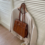 Mqtime Korean Version Ins Shoulder Bag Fashion Vintage All-Match Underarm Handbag Ladies Solid Color Large Capacity Commuter Bag