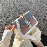 MQTIME  -  Fashion Women Chain Crossbody Bag Leisure Splice Small Square Shoulder Bag Luxury Design Messenger Bag Travel Purse and Handbag