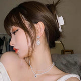 Mqtime New Korean Elegant Love Heart Pearl Dangle Pendientes For Women Fashion Crystal Drop Boucle D'oreille Jewelry Gifts