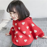  MQTIME  -  Autumn Children's Knitted Sweater Cute Children Spring Clothes Cloak Baby Girls Sweater Hooded Kids Knitted Pullovers Sweaters