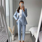 Mqtime Traf  Woman White Career Pant Office Lady Straight Pants Belt Casual Ankle Length Women Trousers Oem Female Suit Set