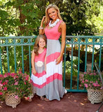 MQTIME  -  Family Matching Clothes Matching Mother And Daughter Dresses Striped Patchwork Dress New Fashion Family Look Girls Dress