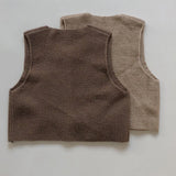 MQTIME  -  Baby Boys Girls Sleeveless Knitting Cardigan Spring Autumn Kids Retro Pocket Vest Children's Knitted Button Vest Cardigan