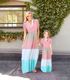 MQTIME  -  Family Matching Clothes Matching Mother And Daughter Dresses Striped Patchwork Dress New Fashion Family Look Girls Dress