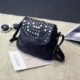 MQTIME  -  Soft PU Leather Women Messenger Bag Casual Ladies Shoulder Crossbody Bag Female Vintage Rivet Handbag Black bolsa feminina