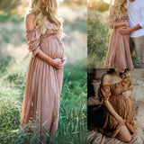 MQTIME  -  Maternity Sleepwear Short Sleeves Gorgeous Customize Boat Neck Floor Length Photo Pajamas Evening Party Dress