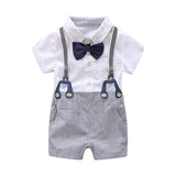 MQTIME  -  Baby Boy Summer Formal Clothes Set Bow Wedding Birthday Boys Overall Suit White Romper Shirt Toddler Gentleman Outfit