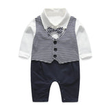 MQTIME  -  2Piece Sets Spring Autumn Newborn Boys Clothes Gentleman Fashion Stripe Long Sleeve Coat+Jumpsuit Baby Boutique Clothing BC1148
