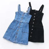 MQTIME  -  Women Black Blue Sundress Denim Dress Preppy Adjustable Suspender Dress Female Braces Romper Strap Jeans Overalls Mini Dress