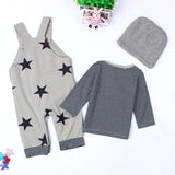 MQTIME  -  2Piece Set Spring Fall Toddler Boy Outfits Korean Casual Cute Stripe Long Sleeve Tops+Overalls Baby Clothing Kids Clothes BC1564