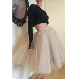 MQTIME  -  Puffy Champagne Midi Tulle Skirts Women With Ribbion Sash Bow Pretty Bridesmaid Tulle Skirt Female Zipper Bottom Custom Made