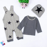 MQTIME  -  2Piece Set Spring Fall Toddler Boy Outfits Korean Casual Cute Stripe Long Sleeve Tops+Overalls Baby Clothing Kids Clothes BC1564