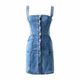 MQTIME  -  Women Black Blue Sundress Denim Dress Preppy Adjustable Suspender Dress Female Braces Romper Strap Jeans Overalls Mini Dress