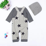 MQTIME  -  2Piece Set Spring Fall Toddler Boy Outfits Korean Casual Cute Stripe Long Sleeve Tops+Overalls Baby Clothing Kids Clothes BC1564