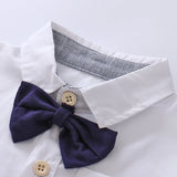 MQTIME  -  Baby Boy Summer Formal Clothes Set Bow Wedding Birthday Boys Overall Suit White Romper Shirt Toddler Gentleman Outfit