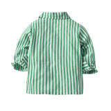 MQTIME  -  4Piece Sets Spring Autumn Boys Boutique Clothing Korean Fashion Gentleman Stripe Long Sleeve Baby Tops+Pants Kids Clothes BC1647