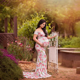 MQTIME  -  Maternity Photography Props Dress 2024 Fashion Maternity Pregnancy Woman clothes Sexy Pregnancy Flower Maxi Maternity Dress