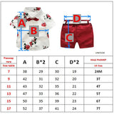 MQTIME  -  Boys Party Clothes Floral Printed Shirt with Solid Shorts Belt for 1 2 3 4 5 6 7 Years Kids Summer Set Baby Valentine's Day Suit
