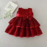 MQTIME  -  New Baby Girl Dress Hollow Lace Princess Infant Wedding Party Dresses Red White Newborn Gown baby girl clothes 0-24 month