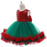 MQTIME  -  New Years Baby Girls' Christmas Dress Elegant Sequins Big Bow Princess Party Wedding Dresses Lace Tutu Children Kids Clothing