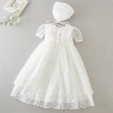  MQTIME  -  New Summer 0-24M Infant Baby Girls White Lace Princess Dress Baptism Dresses Baby Birthday Wedding Party Evening Dress