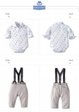 MQTIME  -  Baby Boy Gentleman Romper Clothes Set with Bow Hat Cotton Spring Fall Toddler Kids Printed Bodysuit Dress Infant Outfit Suit