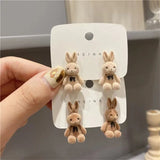 Mqtime New Autumn Winter Velvet Rabbit Bear Stud Earring For Women Girls Cute Cartoon Simple Velour Earrings Needle Jewelry