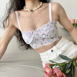 MQTIME  -  French Cherry Embroidery Hollow Out Sexy Suspender Vest Short with Top