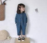 MQTIME  -  New Autumn Unisex Children Denim Jumpsuits Korean Style Chic Baby Boys Girls Overalls Soft Loose Trousers Kids Clothes